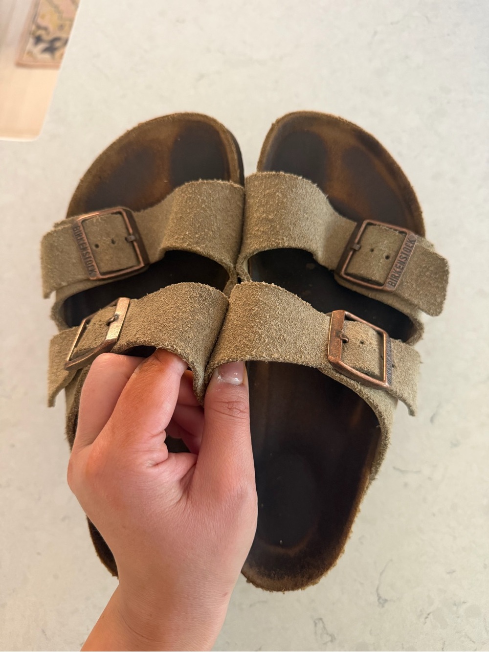 Birkenstock Suede Double-Strap Sandals in tan